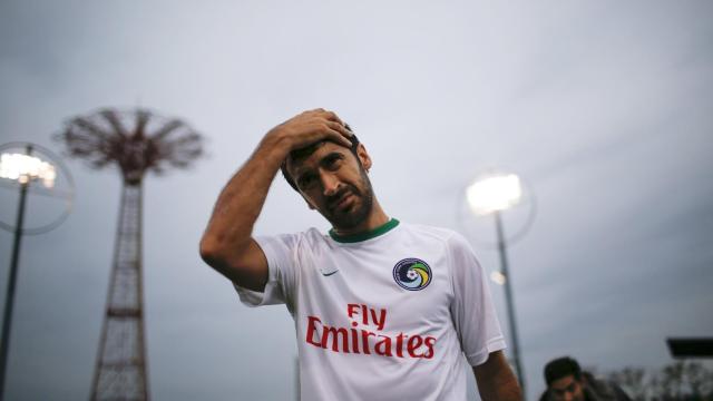 Raúl, tras su último partido con el Cosmos.