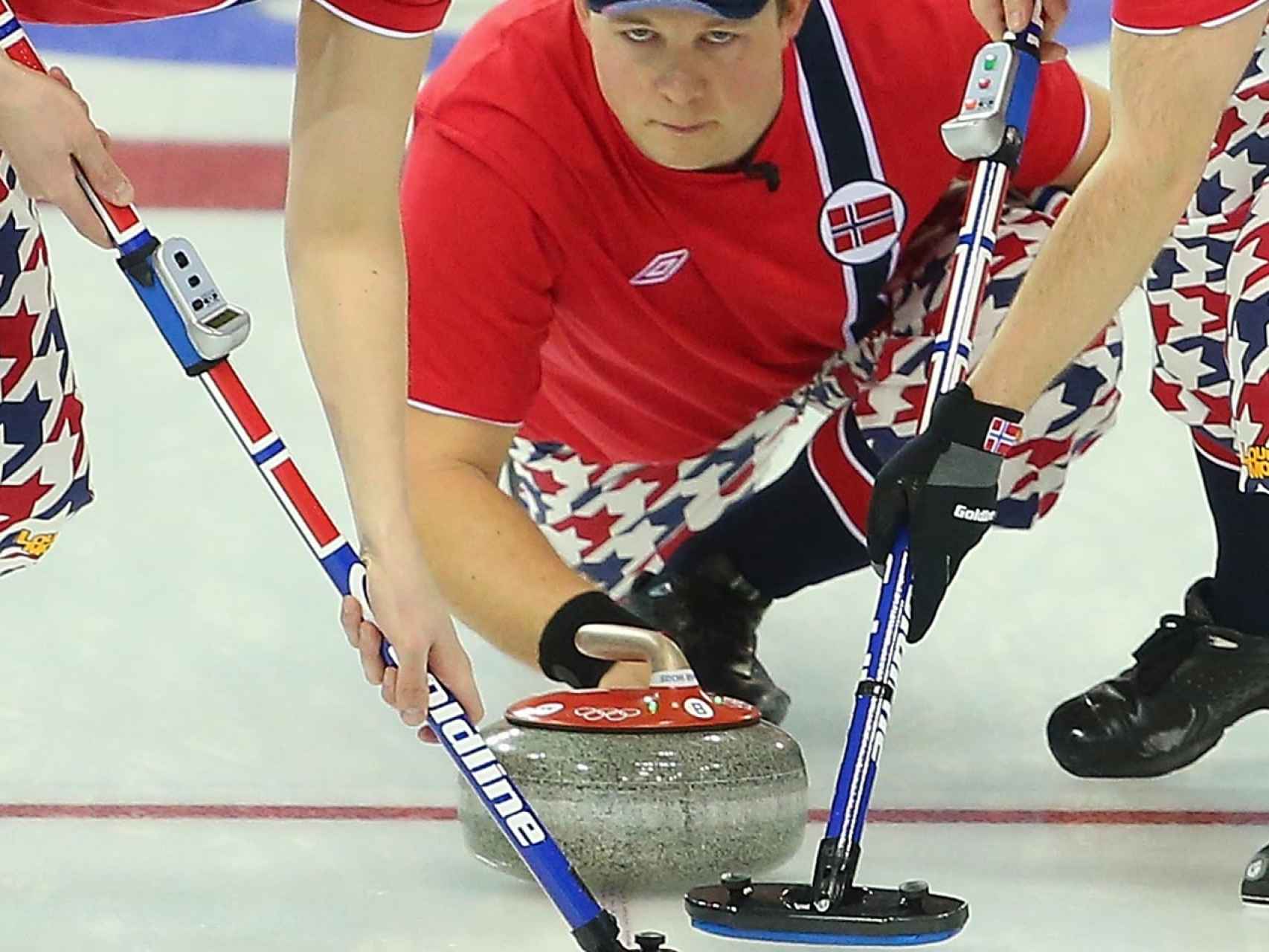 El equipo noruego de curling en Sochi 2014.