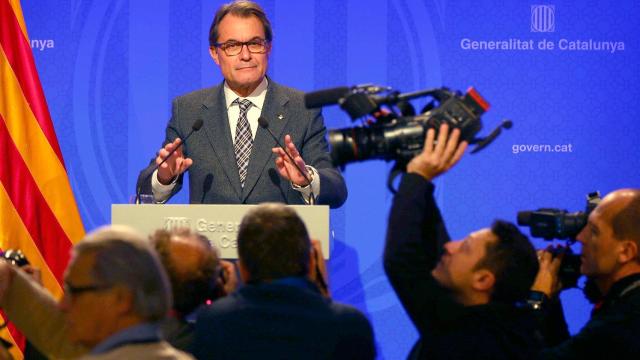 Artur Mas comparece ante los medios en Barcelona.