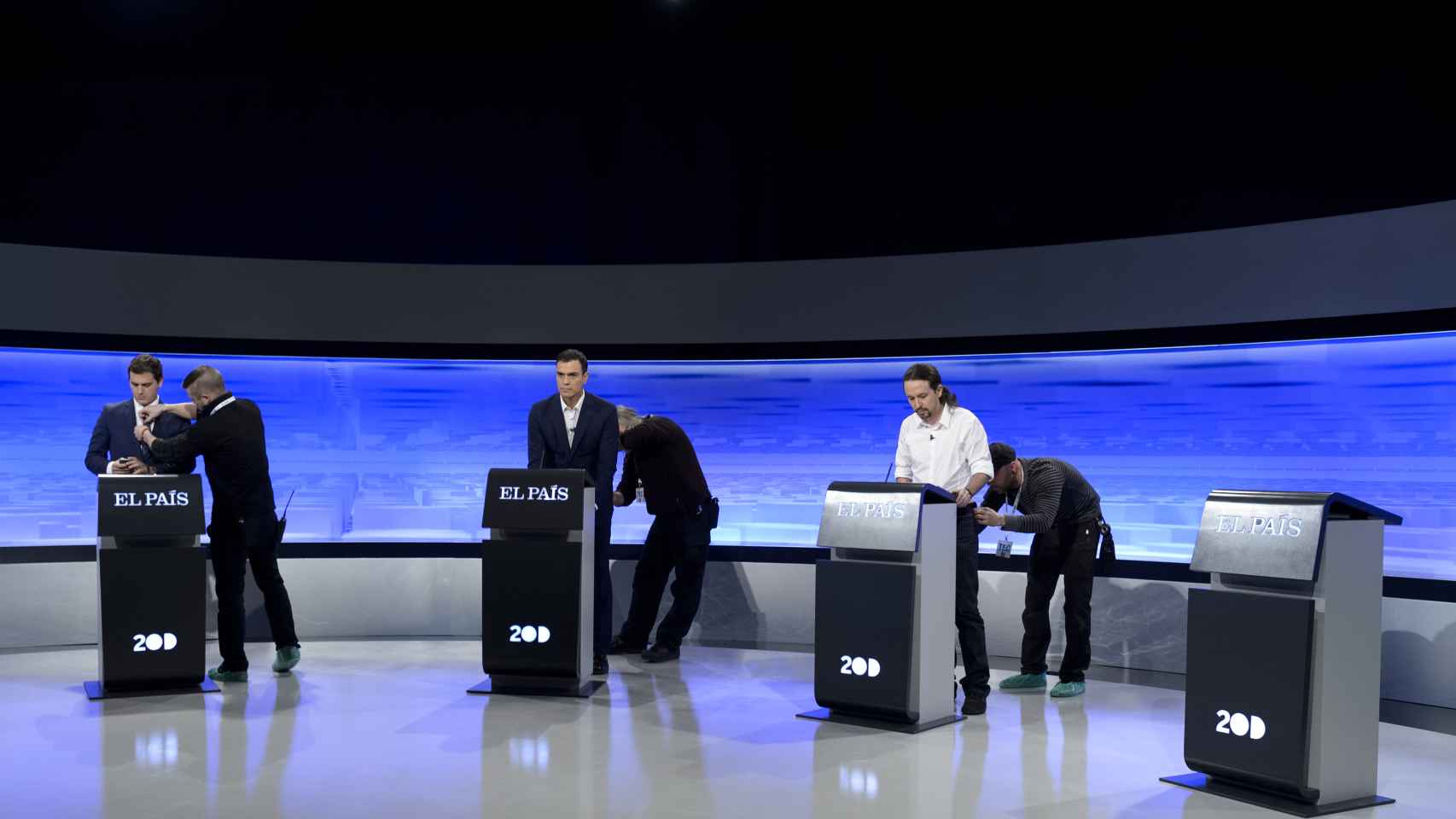 Los candidatos, antes del debate.