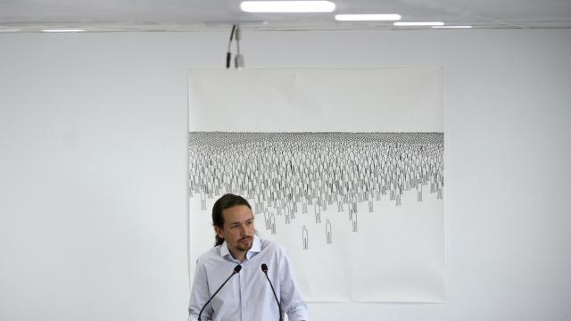 Pablo Iglesias, en la sede de Podemos.