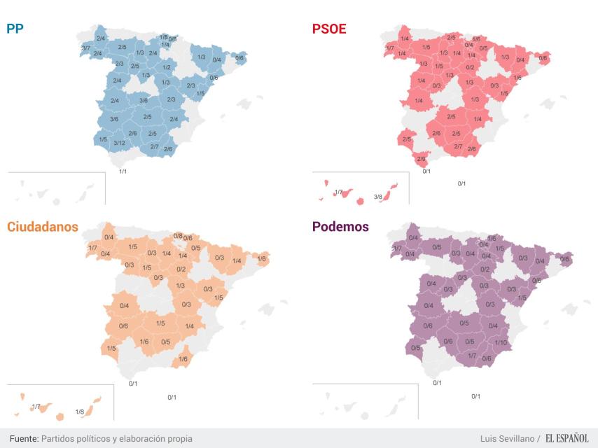 Provincias donde no irán los candidatos