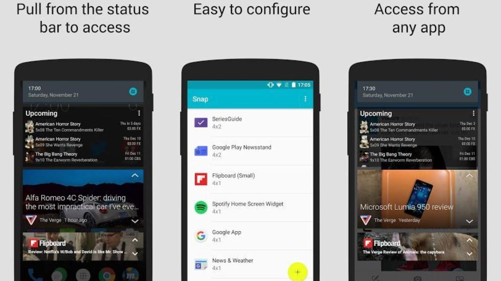 ¿Widgets en la barra de notificaciones? Con Snap es posible