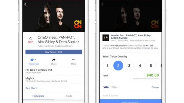 Facebook ahora vende entradas desde las páginas de eventos de conciertos