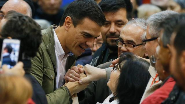 Sánchez, en el inicio de la campaña, este jueves en Getafe.