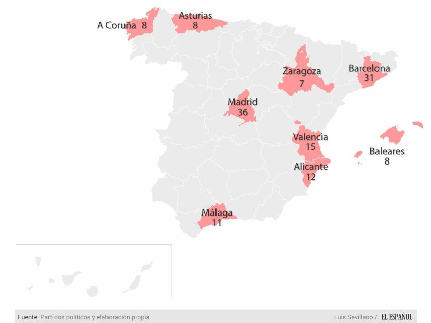 Las provincias donde irán los cuatro candidatos