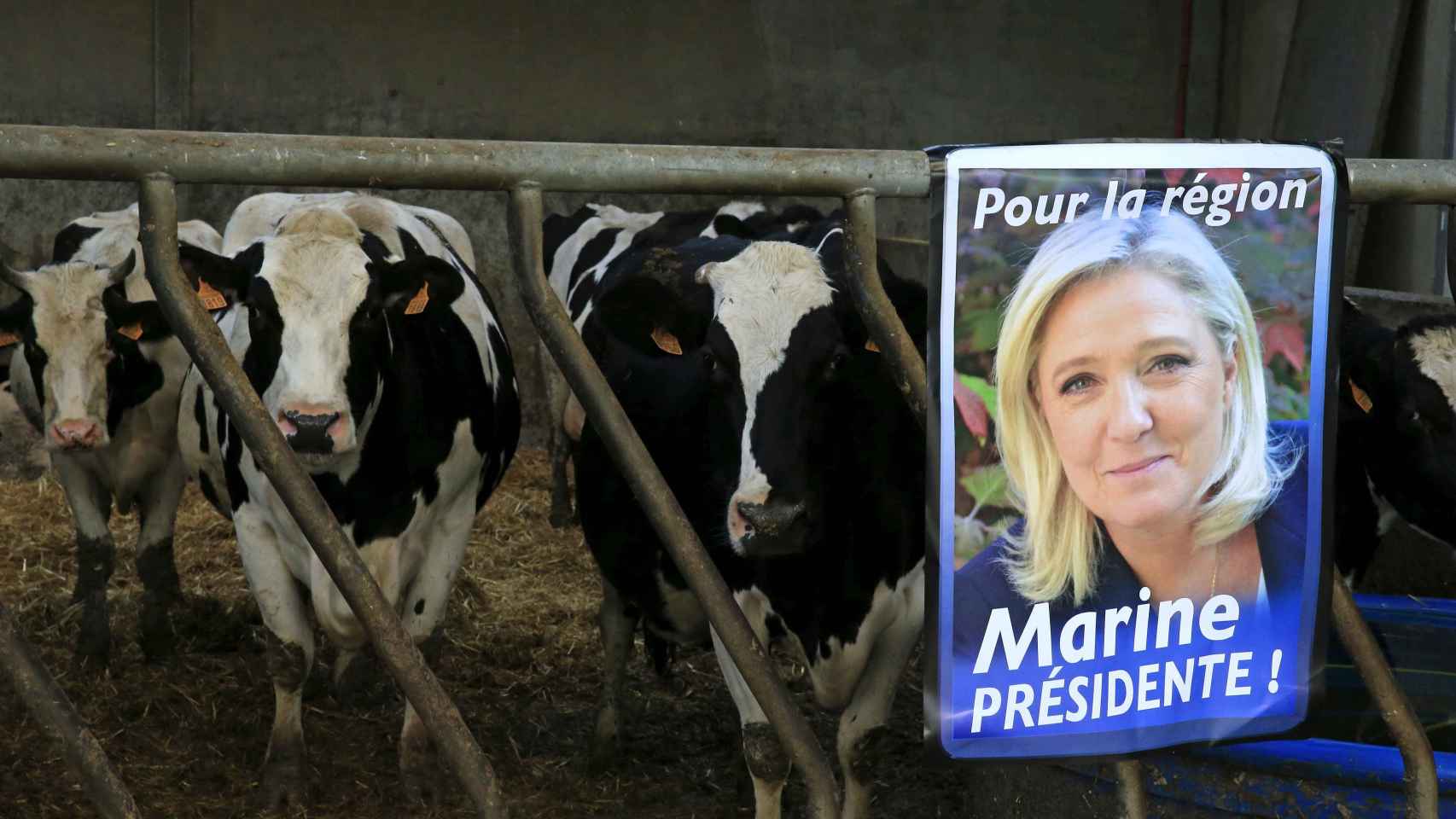 Cartel electoral del Frente Nacional de Marine Le Pen.