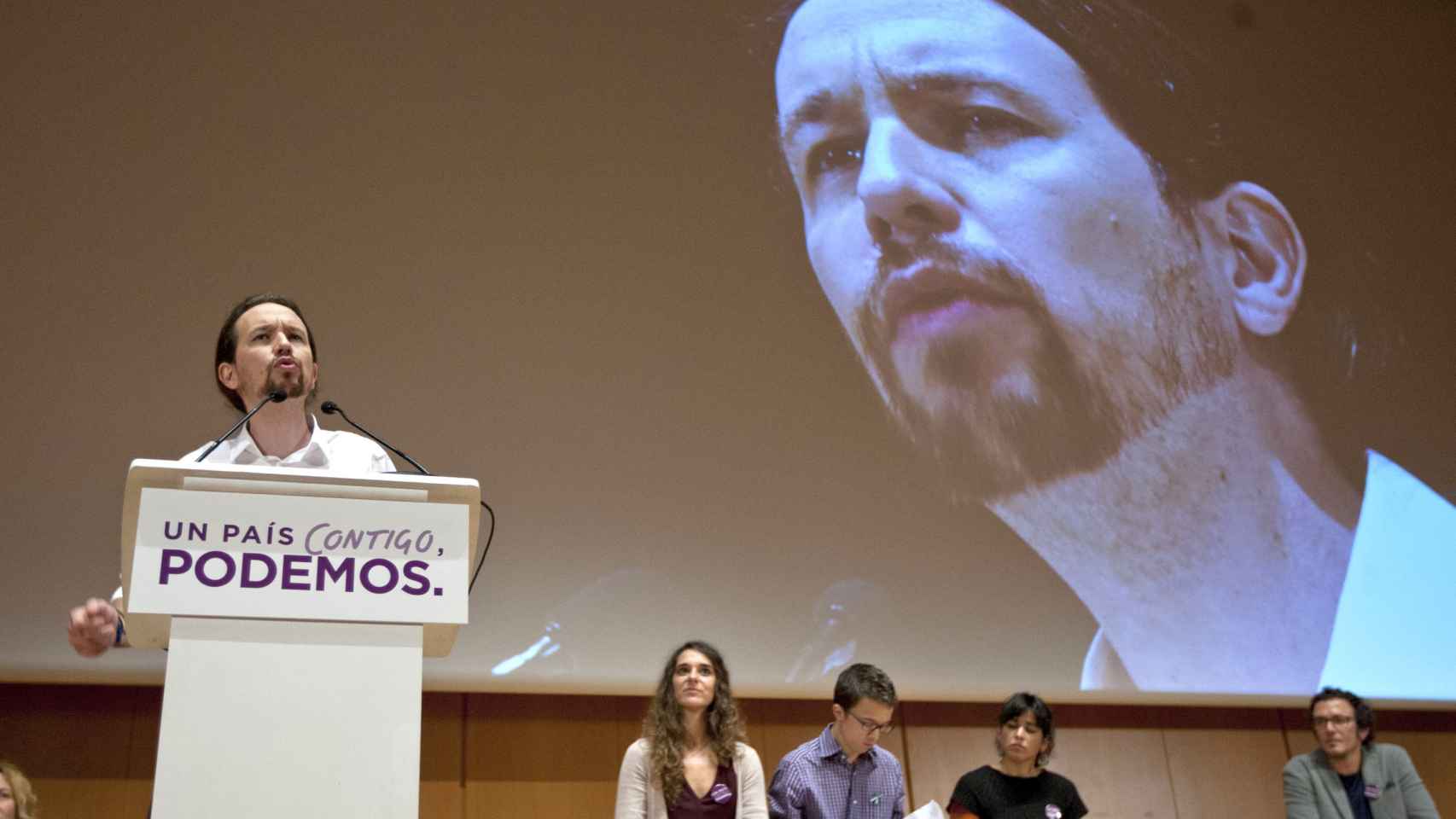 El líder de Podemos durante un mitin en Cádiz.
