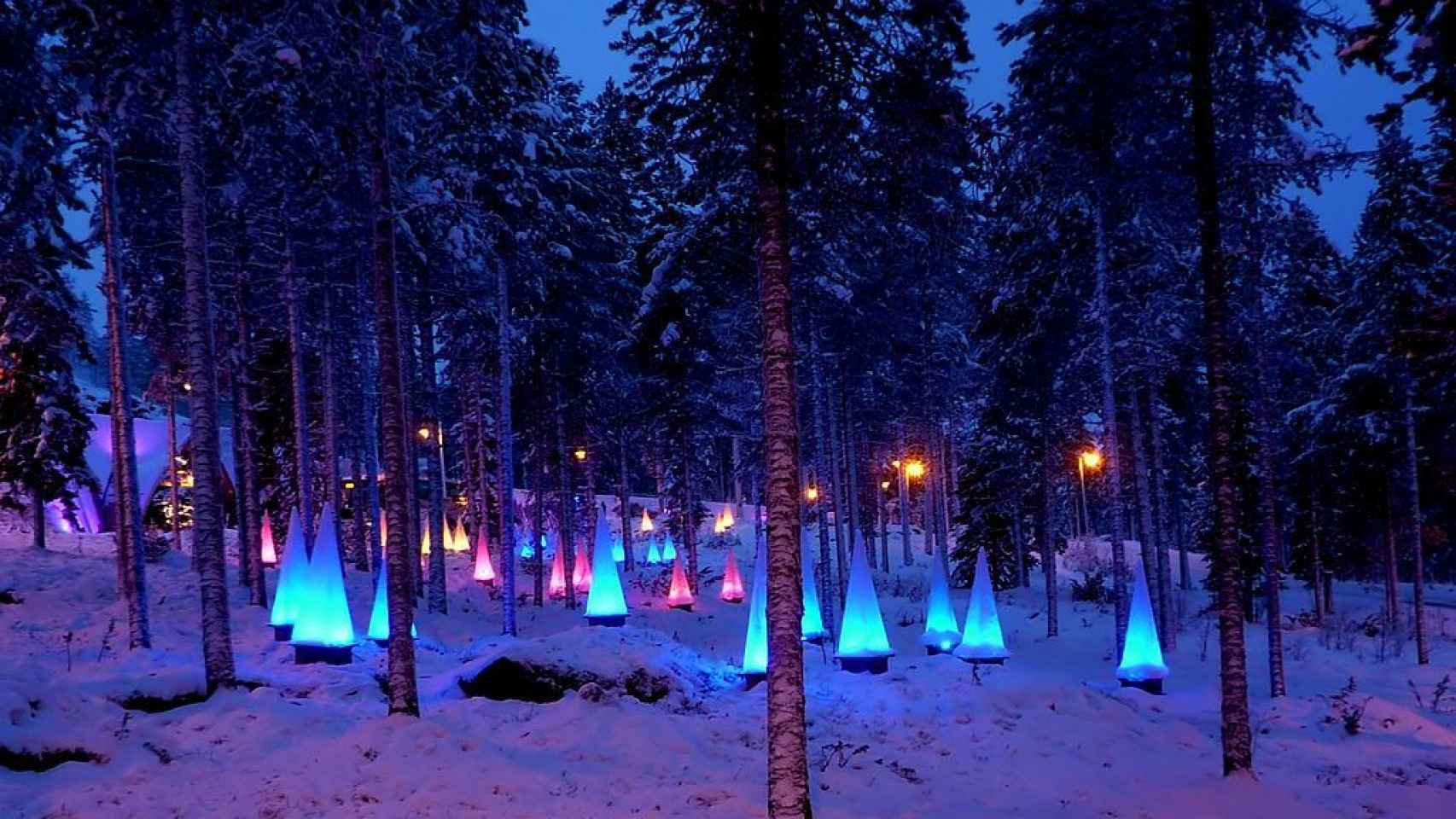 Las luces de Napapiira en invierno