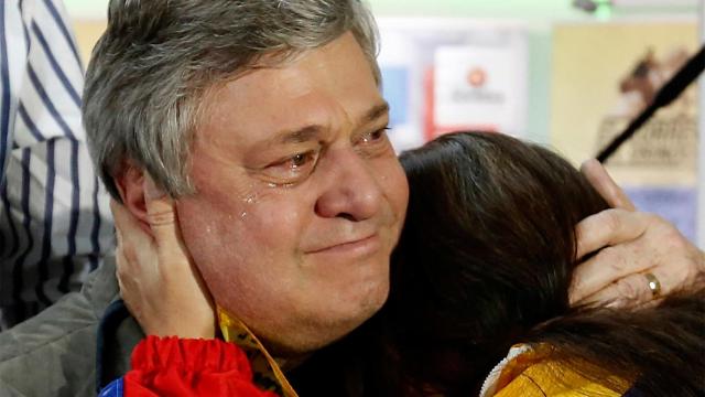 Leopoldo López, padre del preso político venezolano, este lunes en rueda de prensa en Madrid. Sergio Barrenechea / Efe