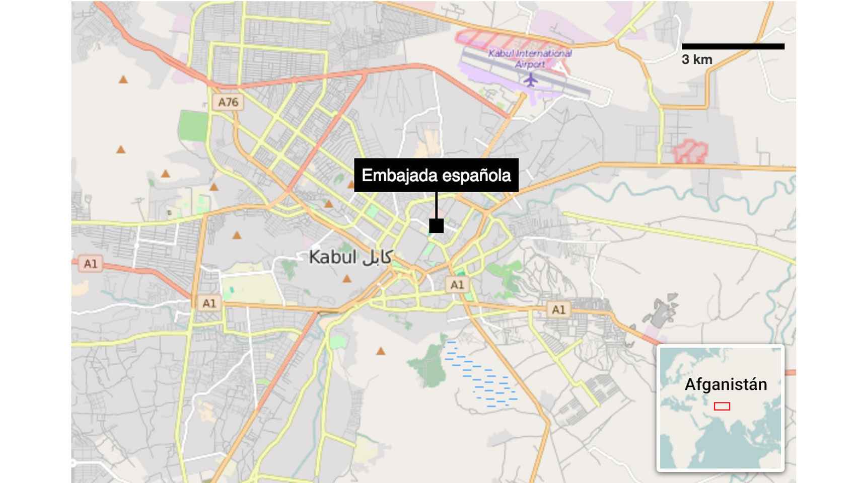 Mapa de la zona atacada.
