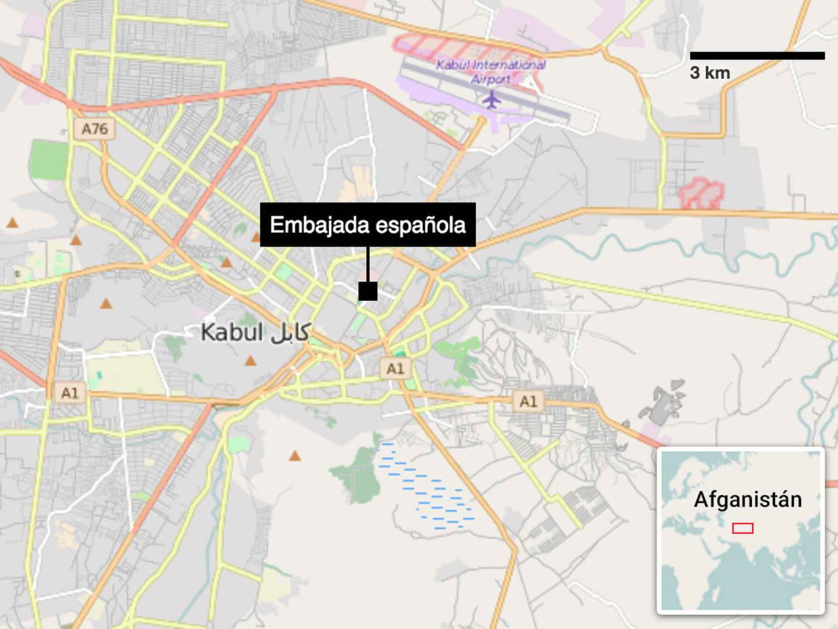 Mapa de la zona atacada.