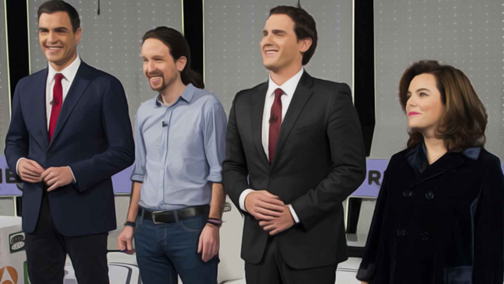 Pedro Sánchez, Pablo Iglesias, Albert Rivera y Soraya Sáenz de Santamaría (Atresmedia)