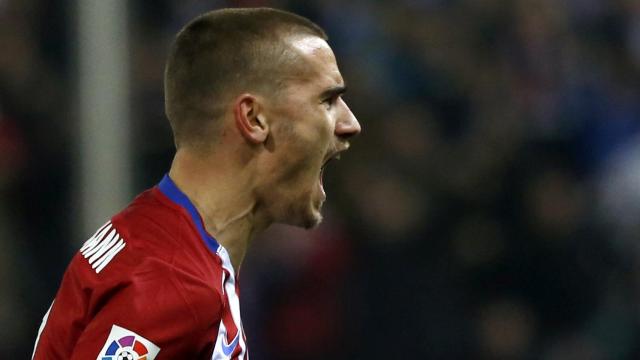 Griezmann celebra el segundo gol en el Calderón