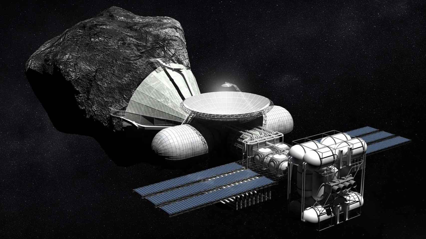 Recreación artística de minería asteroidal.