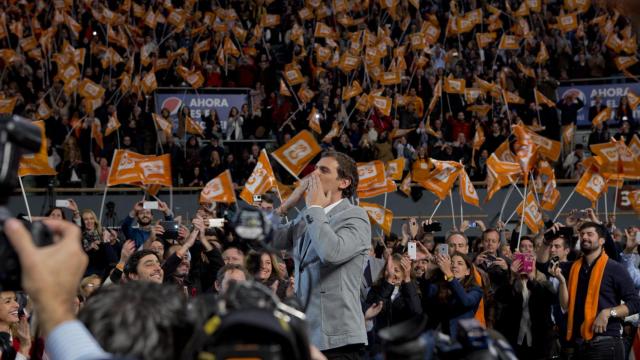 Albert Rivera en el acto de Vistalegre el pasado domingo.