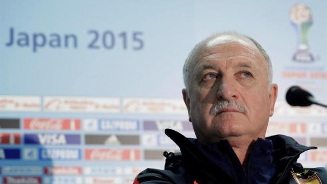 Scolari en la rueda de prensa previa al partido