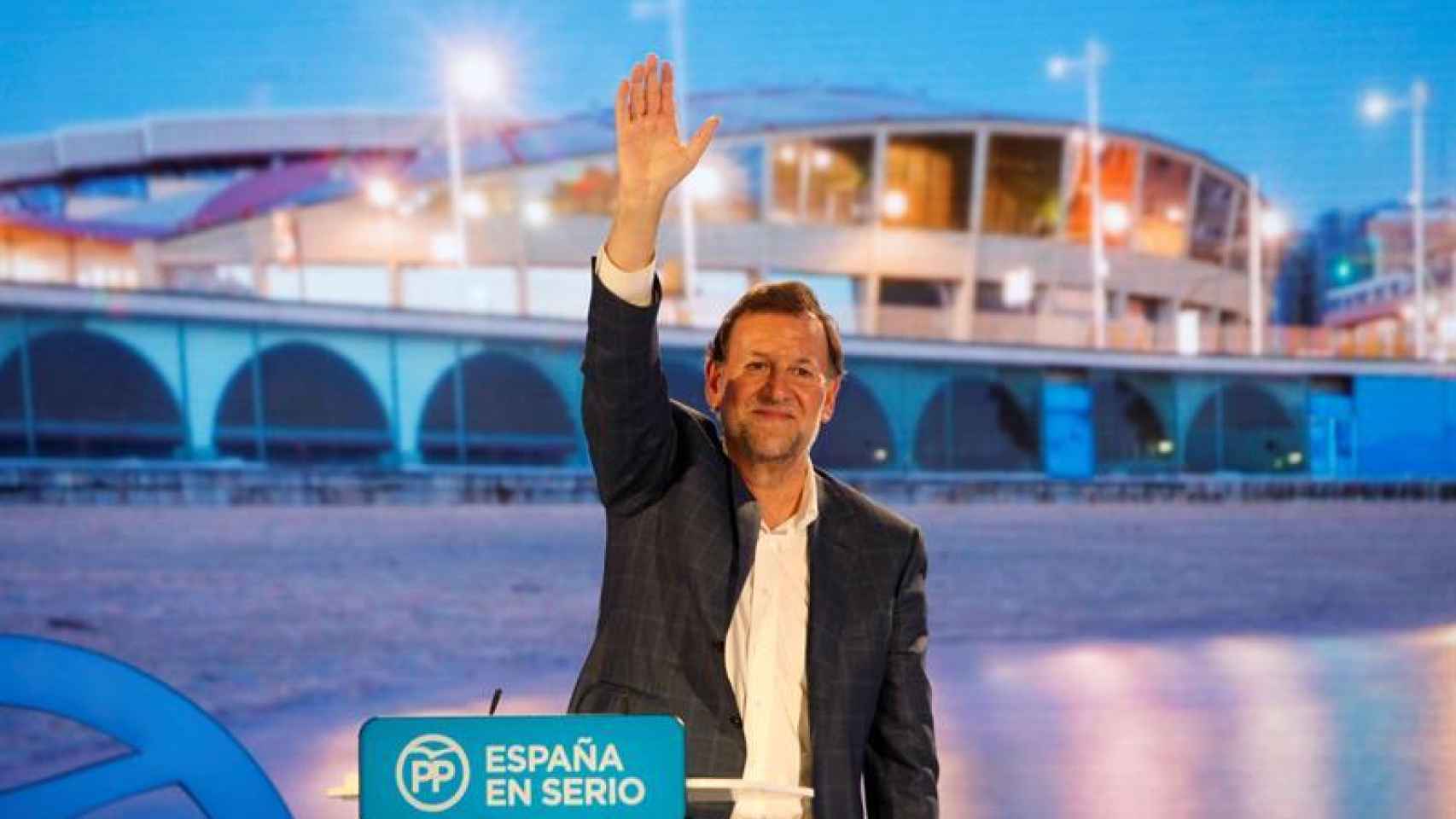 Mariano Rajoy durante el mitin central de su partido hoy en A Coruña