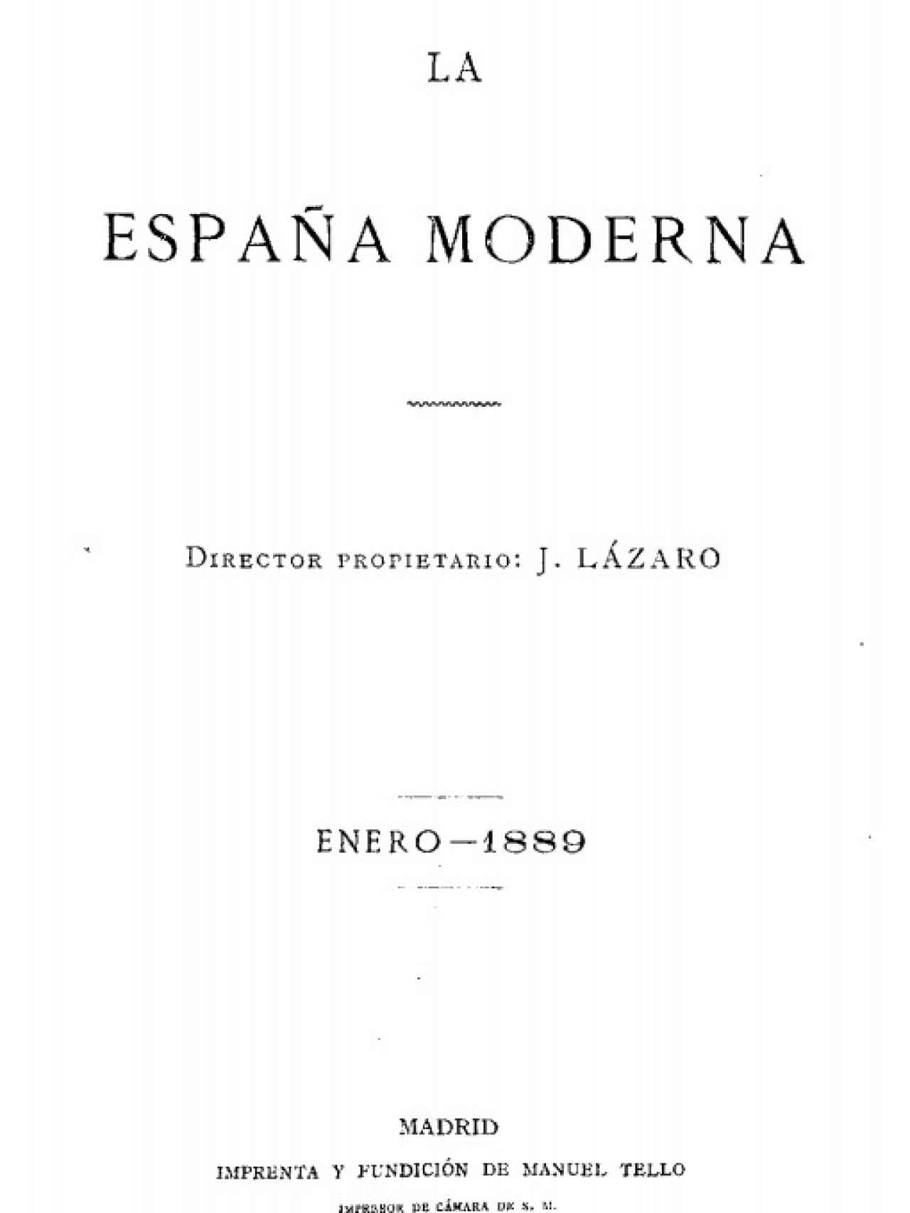 Portada de La España Moderna