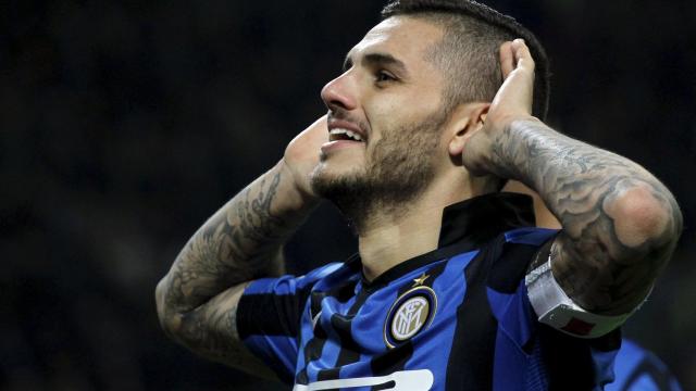 Mauro Icardi celebra su gol al Frosinone.