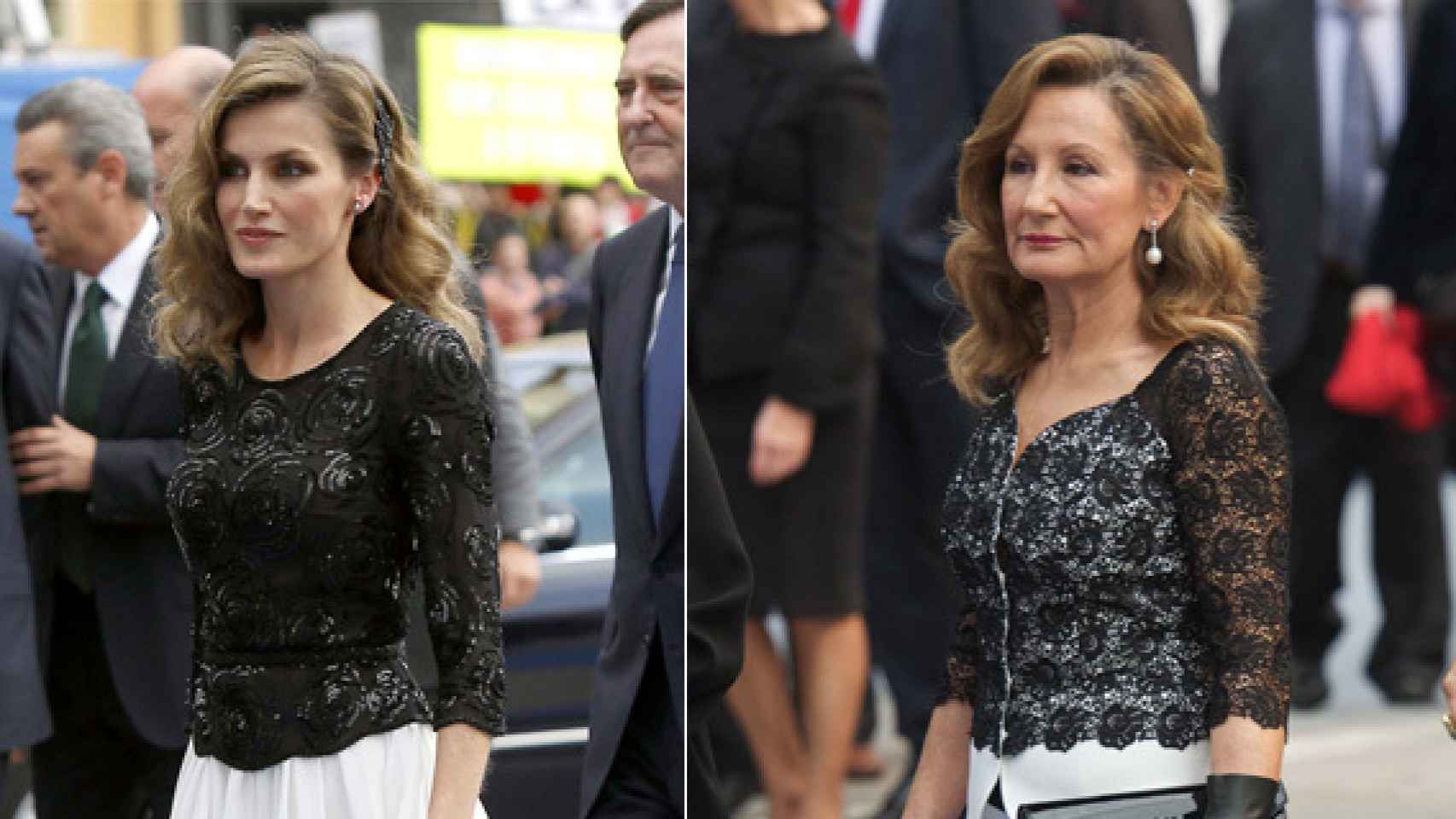 La Reina Letizia y Doña Rocasolano en los Príncipe de Asturias de 2012 y 2014