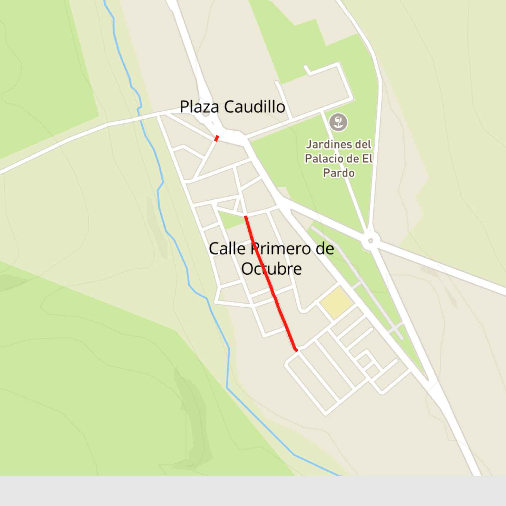 Mapa de El Pardo con las dos calles anuladas.