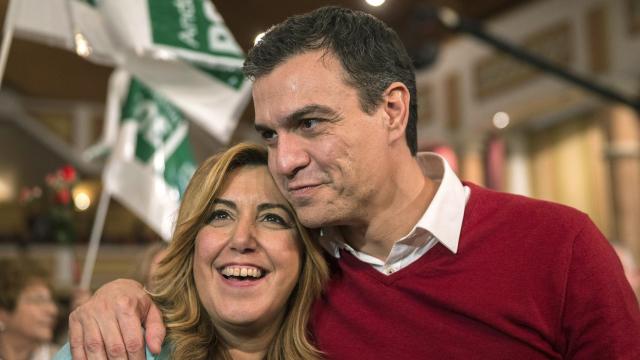 Susana Díaz, junto a Pedro Sánchez en una imagen de archivo en un mitin en Sevilla.