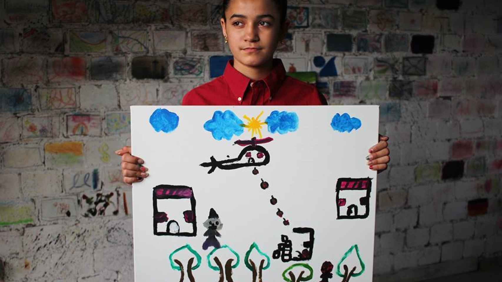 Los niños sirios pintan bombas