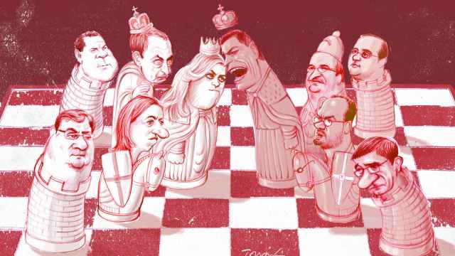 El ajedrez del PSOE y sus dos bandos. Ilustración: Tomás Serrano