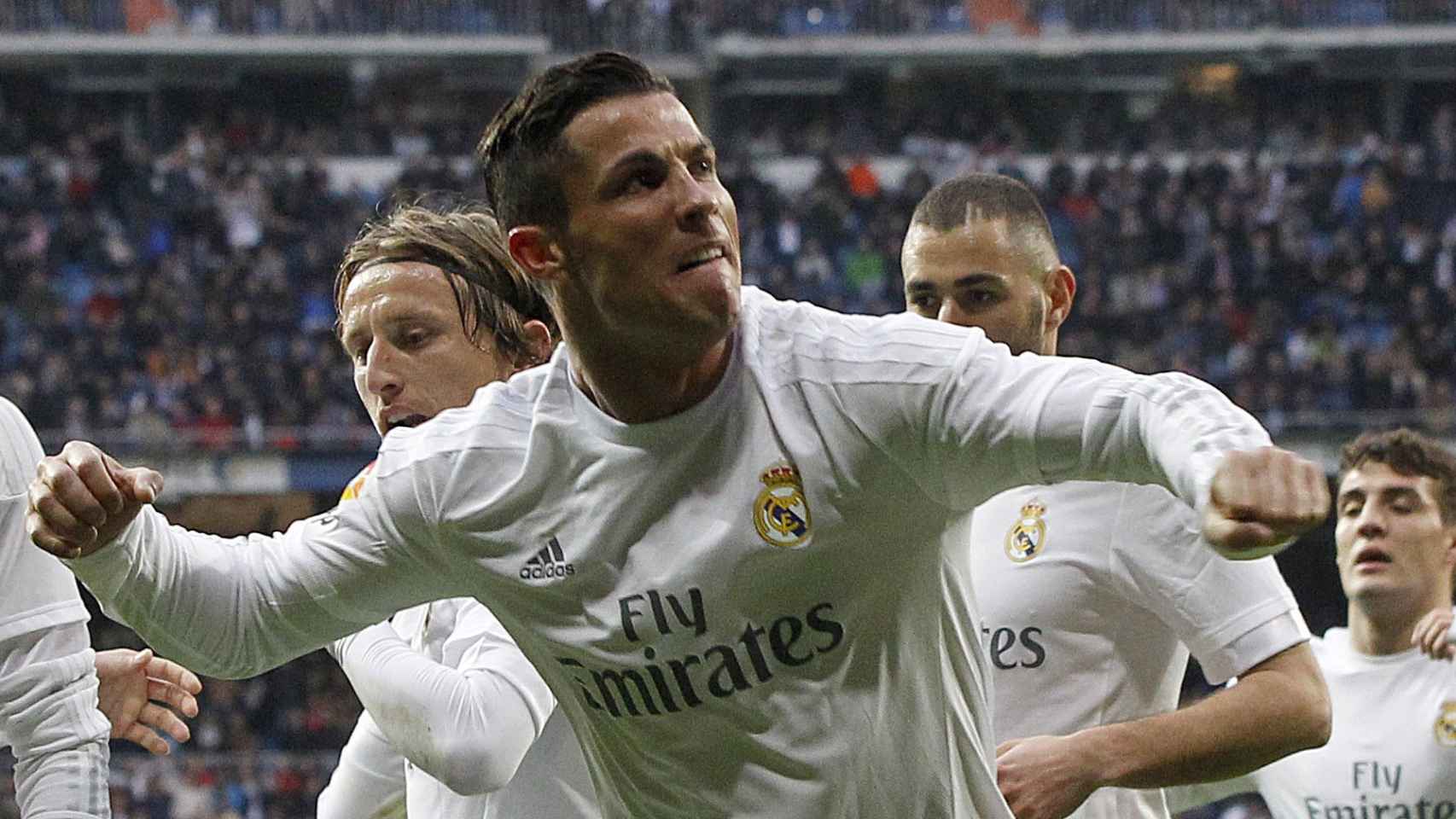 Cristiano Ronaldo celebra el primero de sus dos tantos ante la Real.