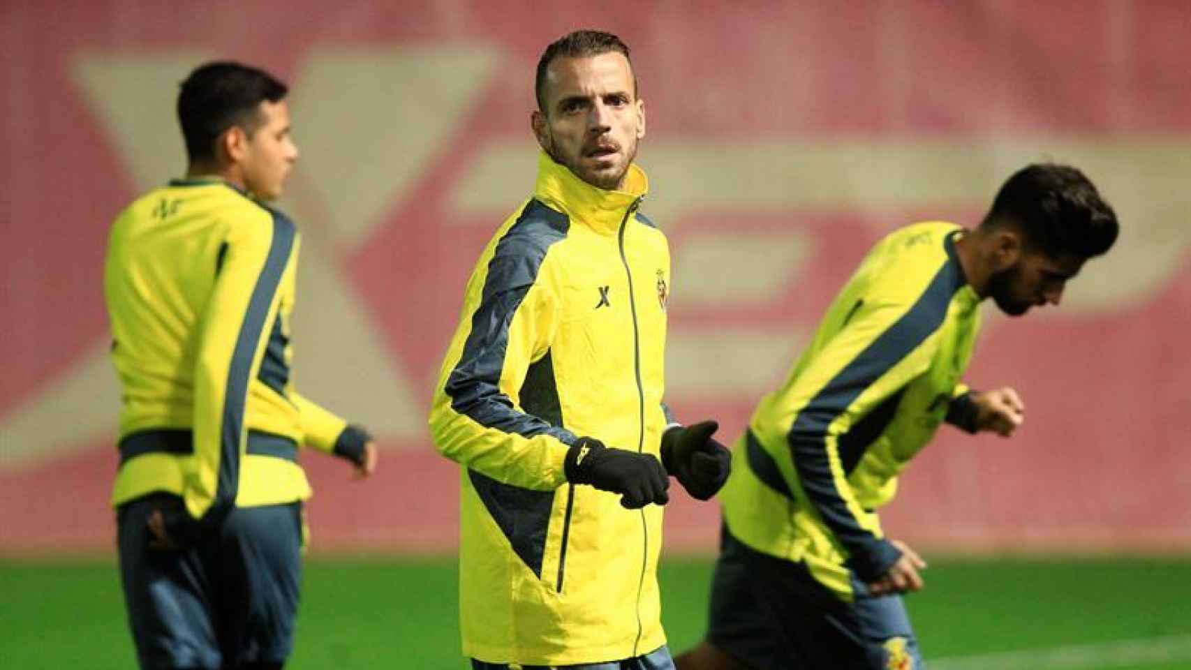 Roberto Soldado durante un entrenamiento con el Villarreal.