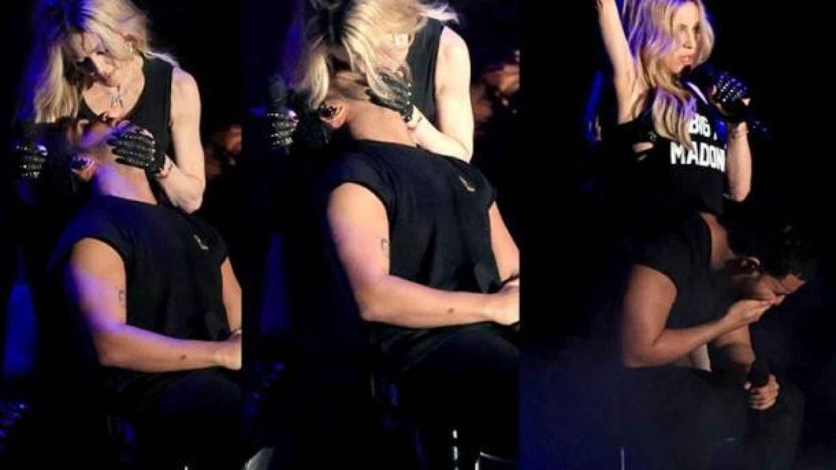 Madonna muy efusiva con su compañero de escenario