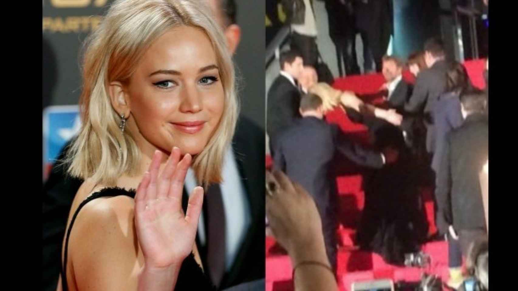 Jennifer Lawrence sufrió una caida durante el estreno en Madrid