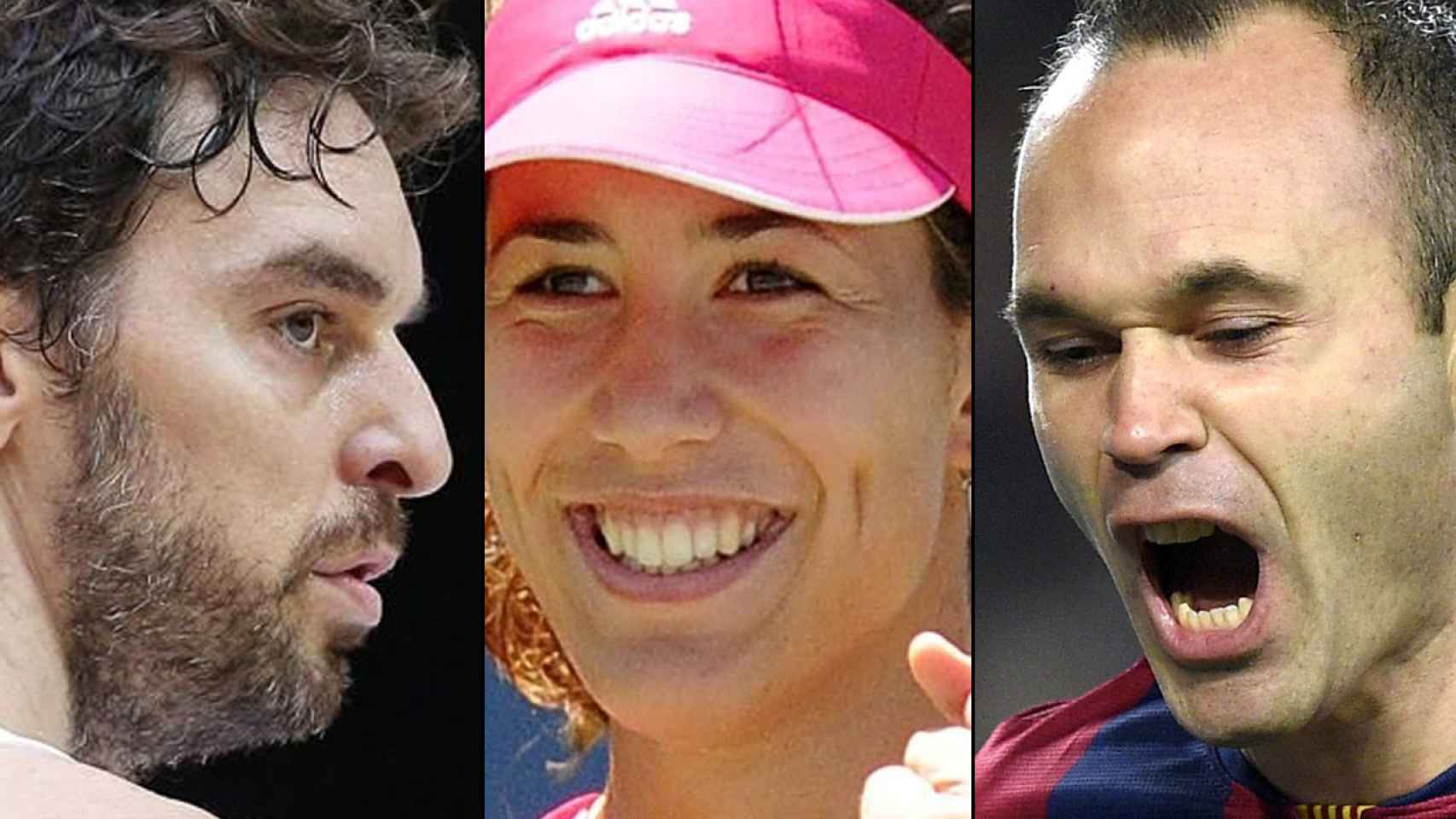 Los deportistas: Pau Gasol, Garbiñe Muguruza y Andrés Iniesta.