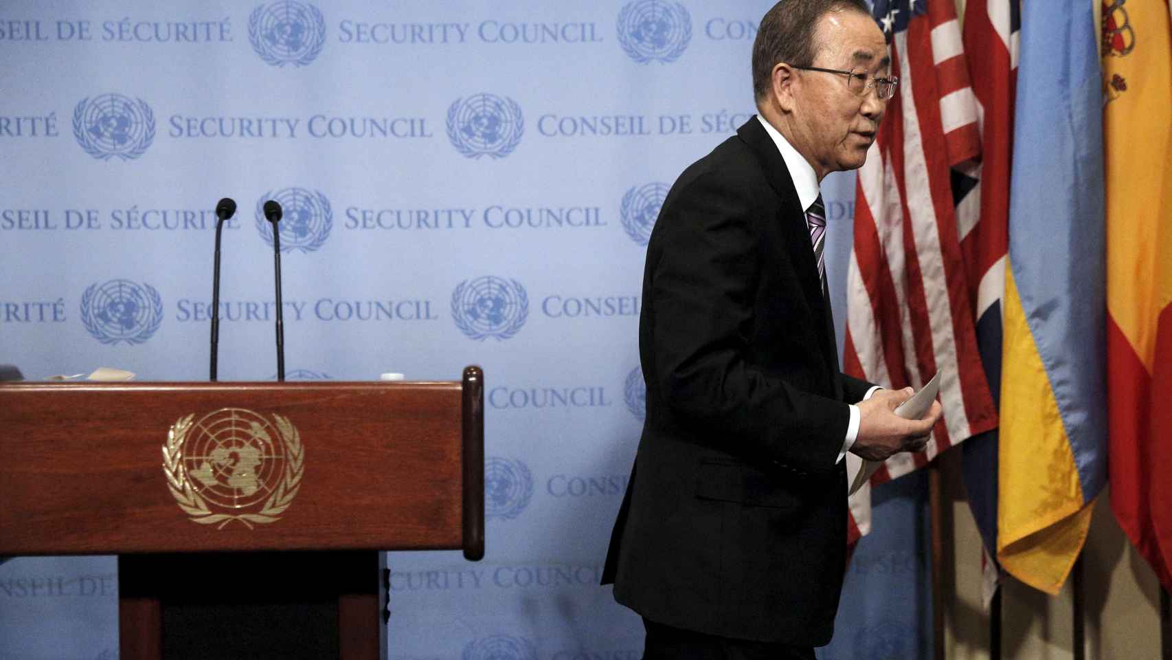 Ban Ki-moon, al término de su lectura del comunicado