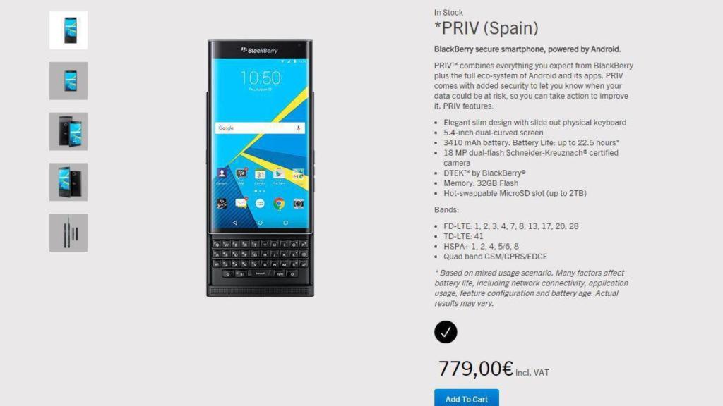 Blackberry PRIV ya se puede comprar en España