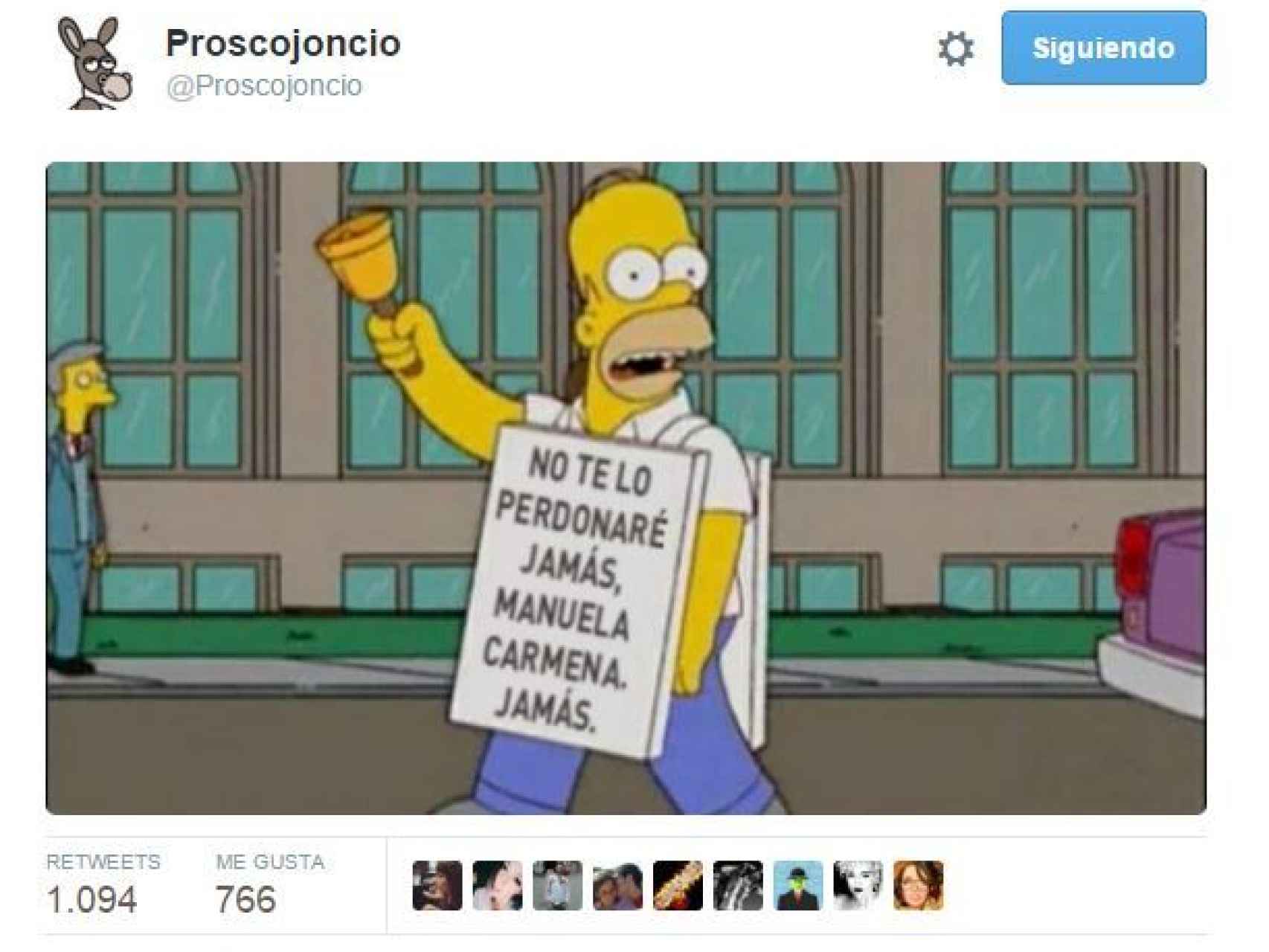 Uno de los tuits de la tendencia #NoTeLoPerdonareJamasCarmena por @Proscojoncio
