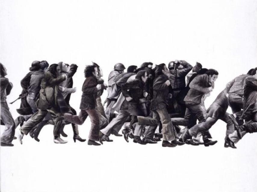 Gente corriendo (1975), obra de Genovés en el Reina Sofía.