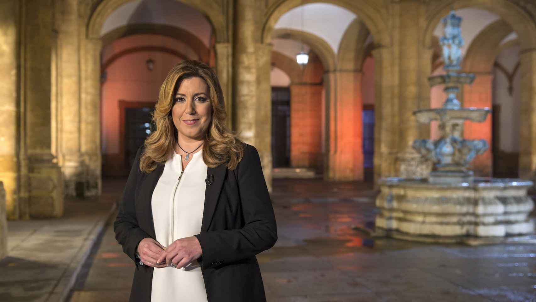 La presidenta de Andalucía, Susana Díaz, durante su mensaje de fin de año.