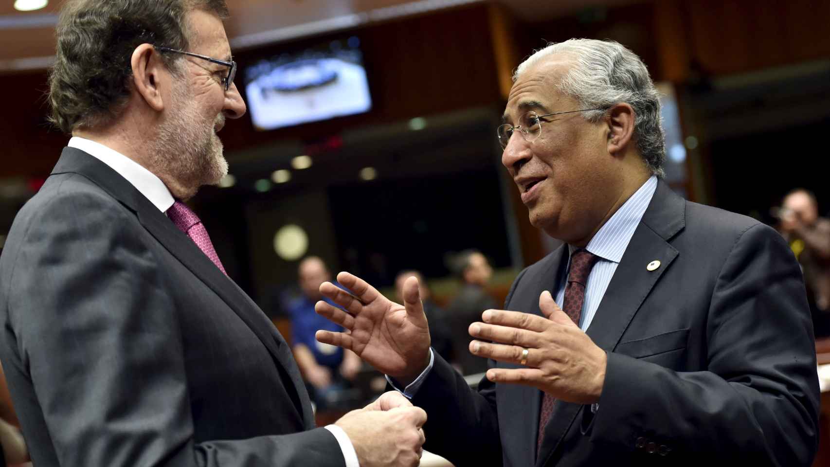 Mariano Rajoy y Antonio Costa durante una reunión en Bruselas en diciembre.