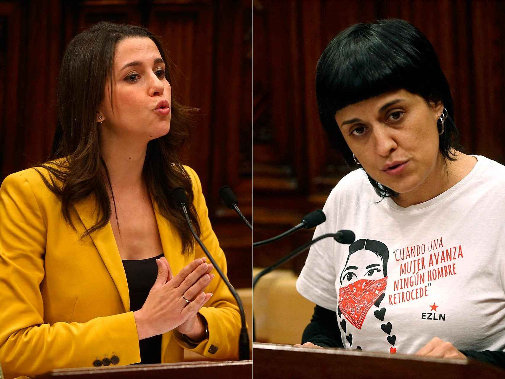 Inés Arrimadas y Anna Gabriel durante la sesión de investidura del domingo.