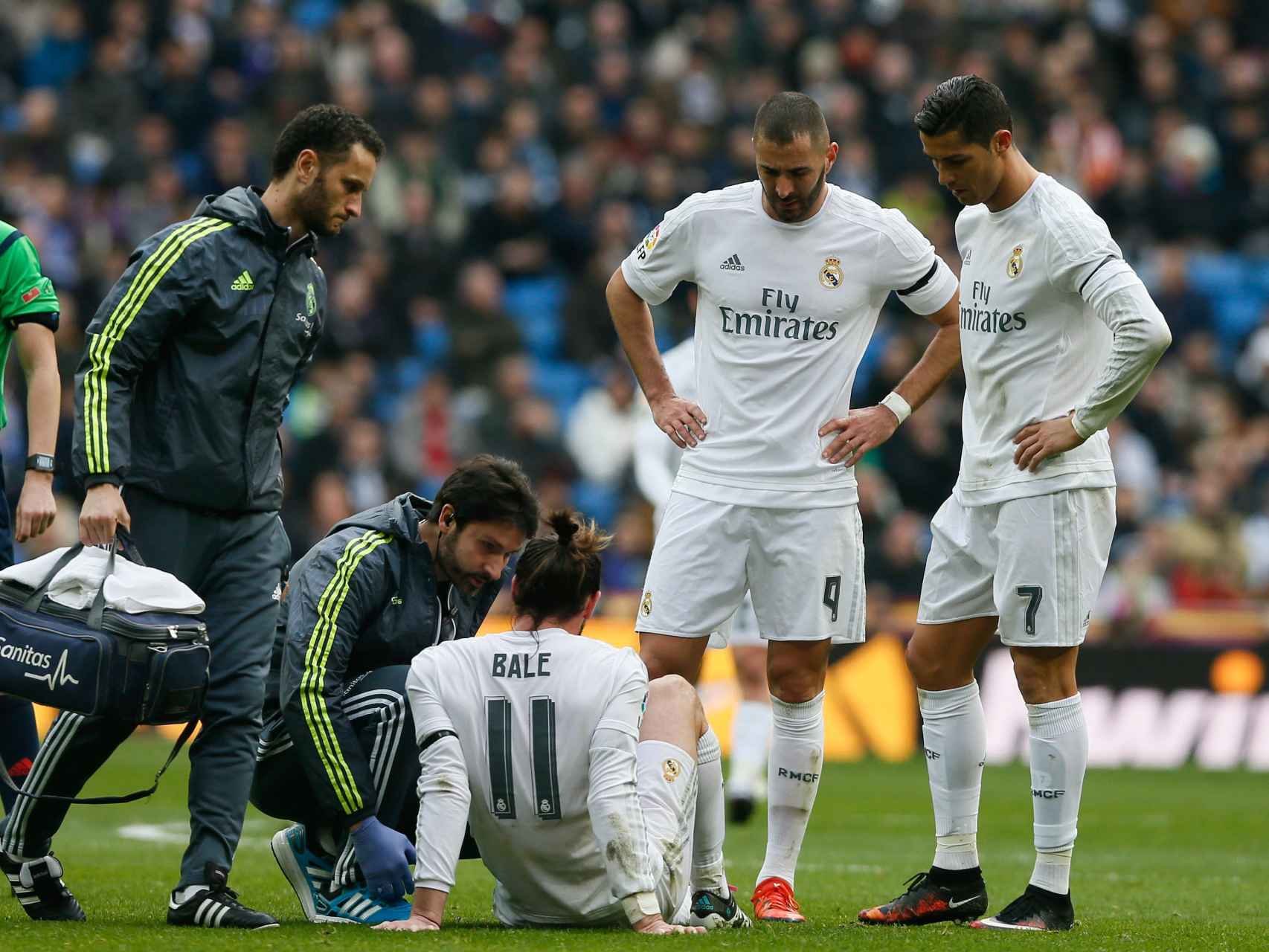 Gareth Bale, en el momento de su lesión.