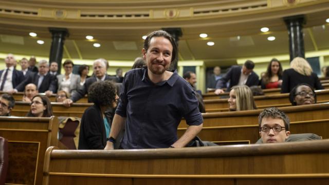 Pablo Iglesias junto a Iñigo Errejón en una sesión en el Congreso.