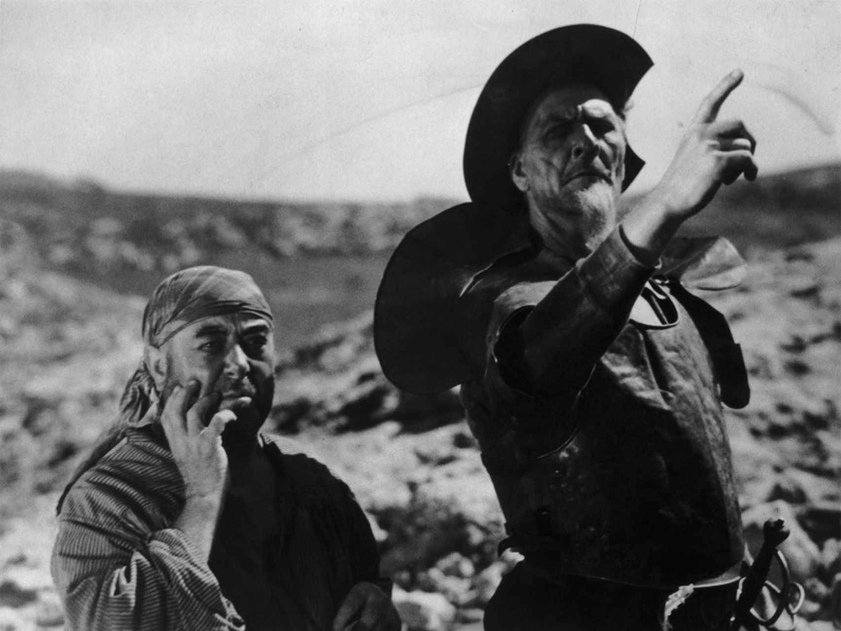 El actor francés Fyodor Chaliapin y George Robey en su película Don Quijote.