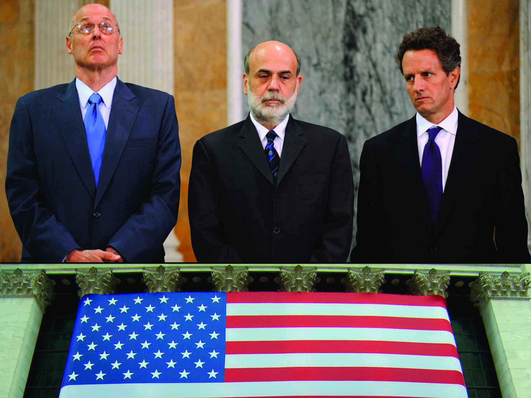 Henry Paulson, Ben Bernanke y Timothy Geithner, en el documental The Inside Job