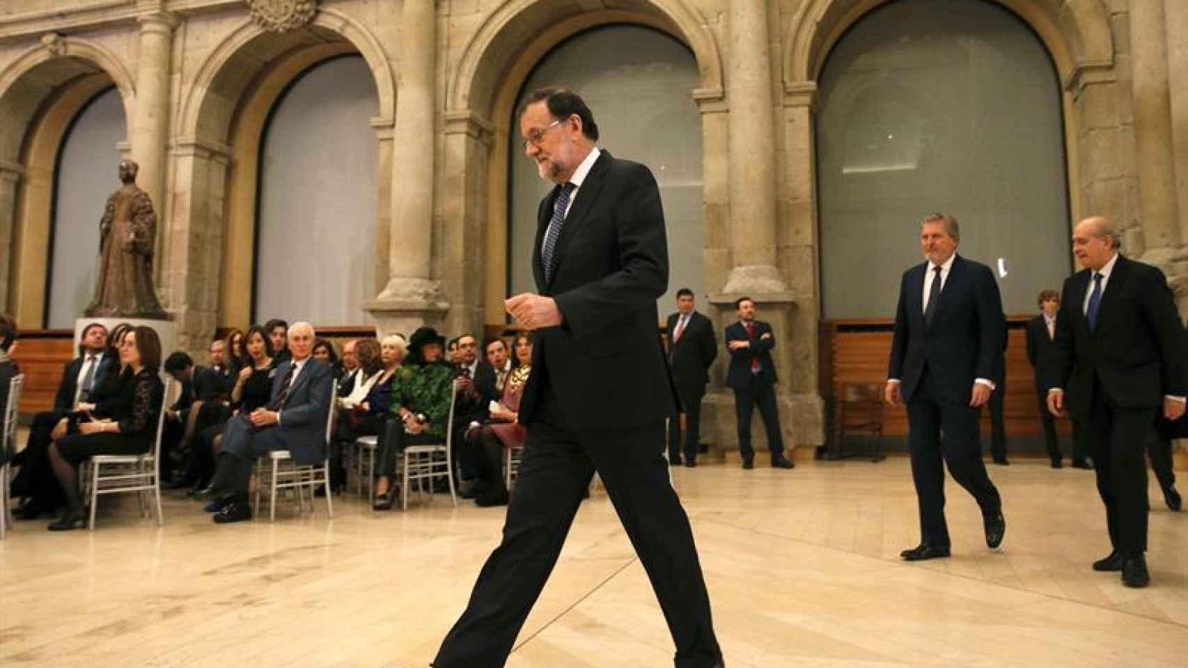 El presidente del Gobierno en funciones, Mariano Rajoy, este jueves en el Prado