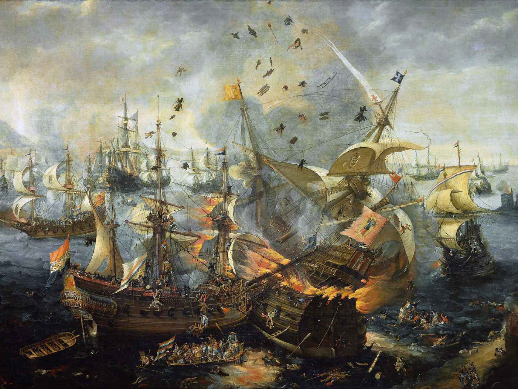 Batalla de Gibraltar (1607) Óleo de Cornelis Claesz van Wieringen.