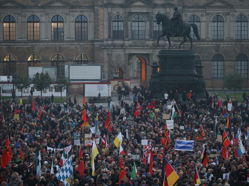 La marcha por el primer aniversario de Pegida en octubre.