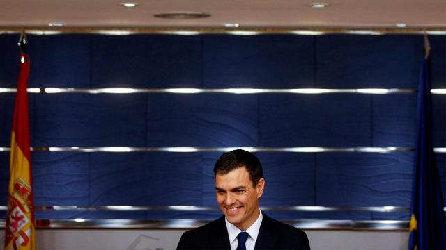 Pedro Sánchez, en su rueda de prensa en el Congreso.