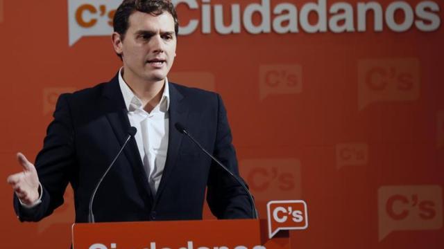 Albert Rivera, durante la rueda de prensa  tras  la reunión de la Ejecutiva Nacional del partido.